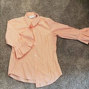Gretchen Scott Designs Orange Striped Button Down Shirt